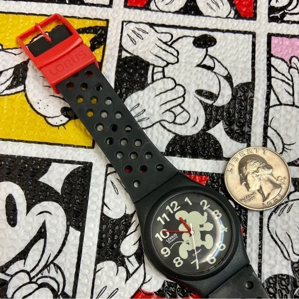 Vintage Disney X Lorus by Seiko Running Mickey Mouse Glow in the Dark Watch
